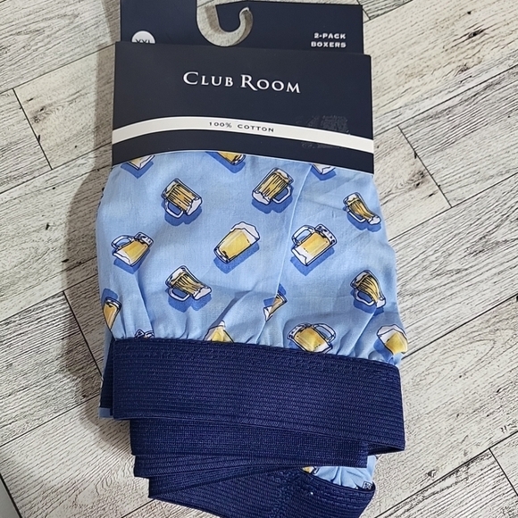 Club Room 2 Pack Beer‎ Mug Solid Boxer Shorts Men' XXL Navy / Placid Blue NWT - Picture 1 of 6